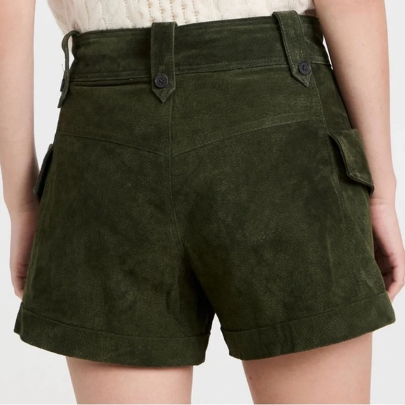 Blank NYC 100% Leather shorts crocodile tears cargo style dark green size 31 - Picture 4 of 5